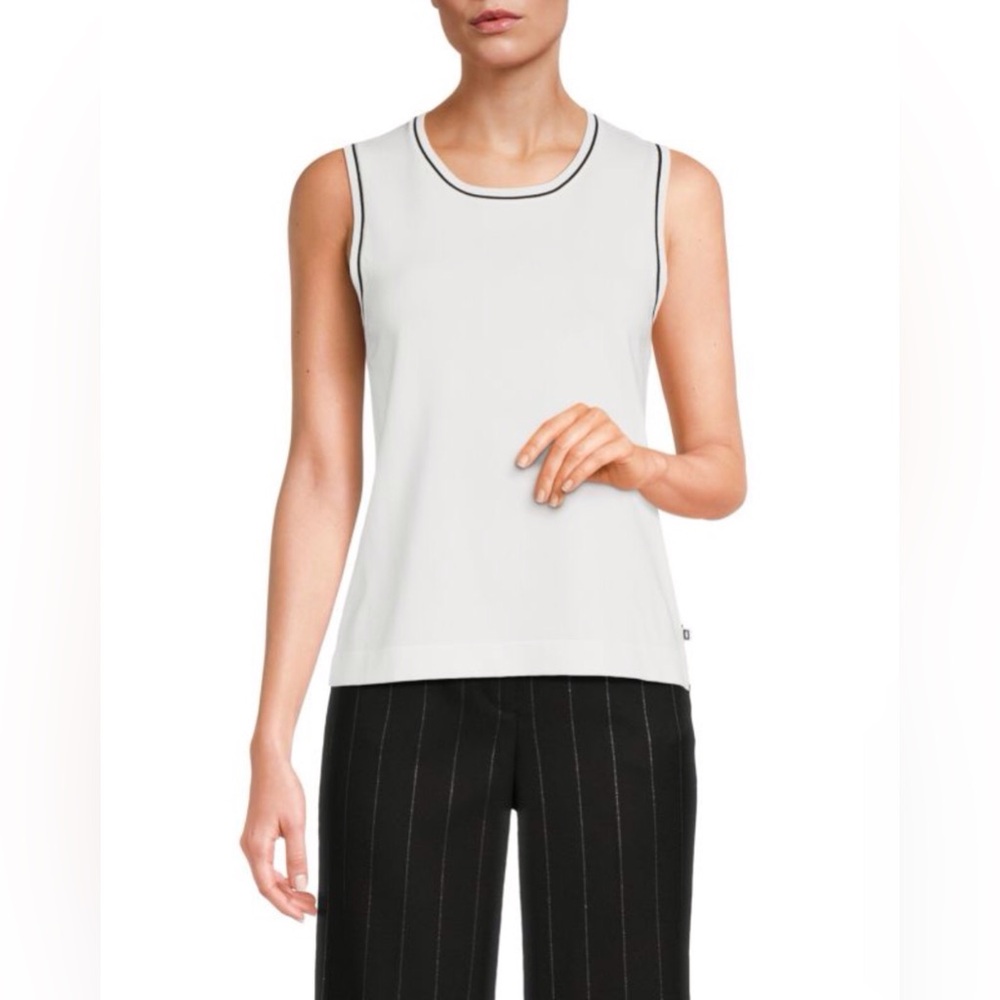 KARL LAGERFELD PARIS Women’s Tipped Knit Tank Top Size S